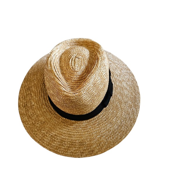 Brixton Straw Fedora Joanna Wide Brim Hat with Black Ribbon Women\'s Large L main image 9